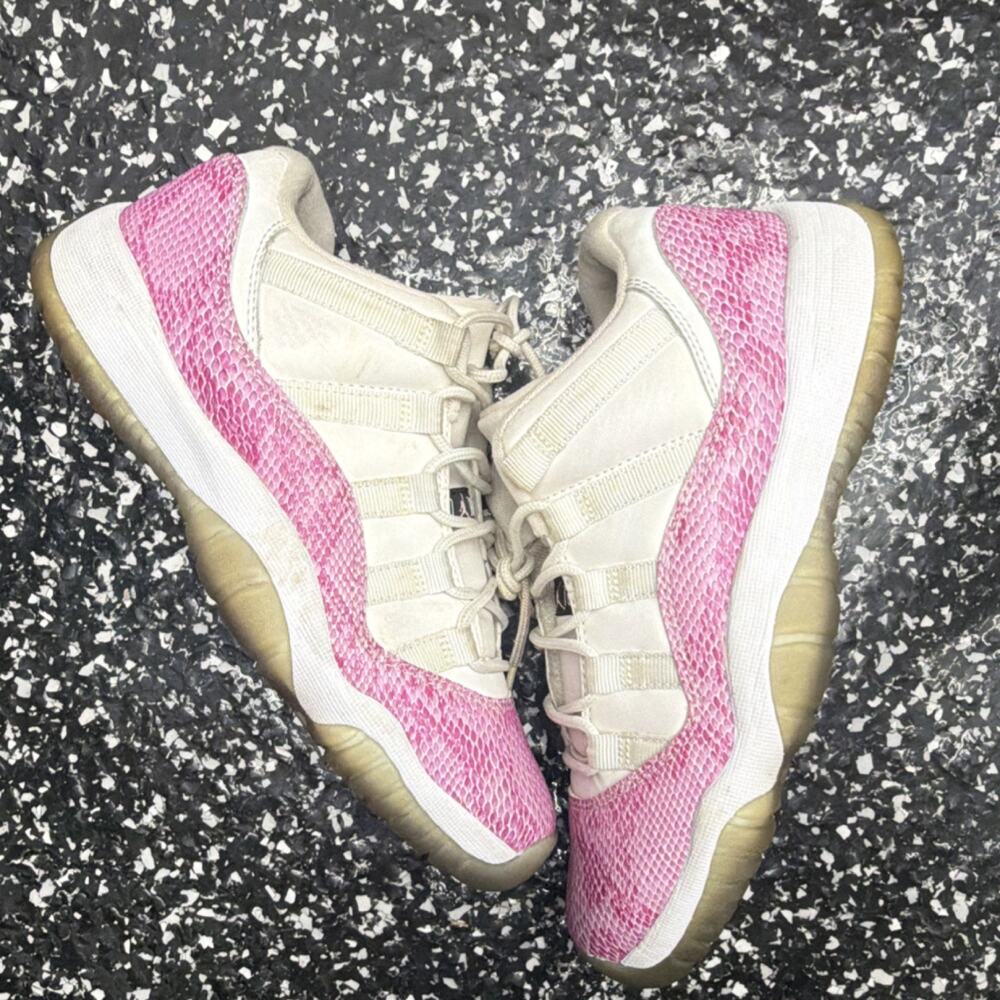 Jordan Air Jordan 11 Low Pink Snakeskin White Pink Men's Athletic Sneakers